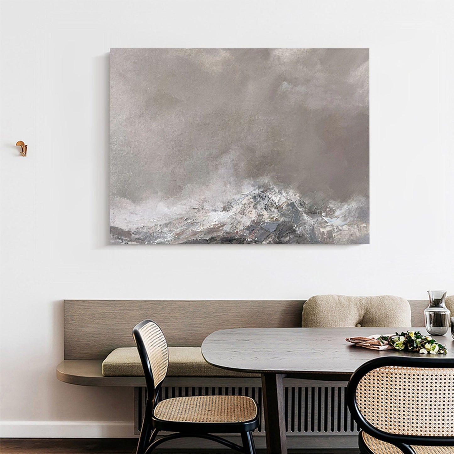 Contemporary Grey Abstract Landscape Oil Painting for Modern Home Decor