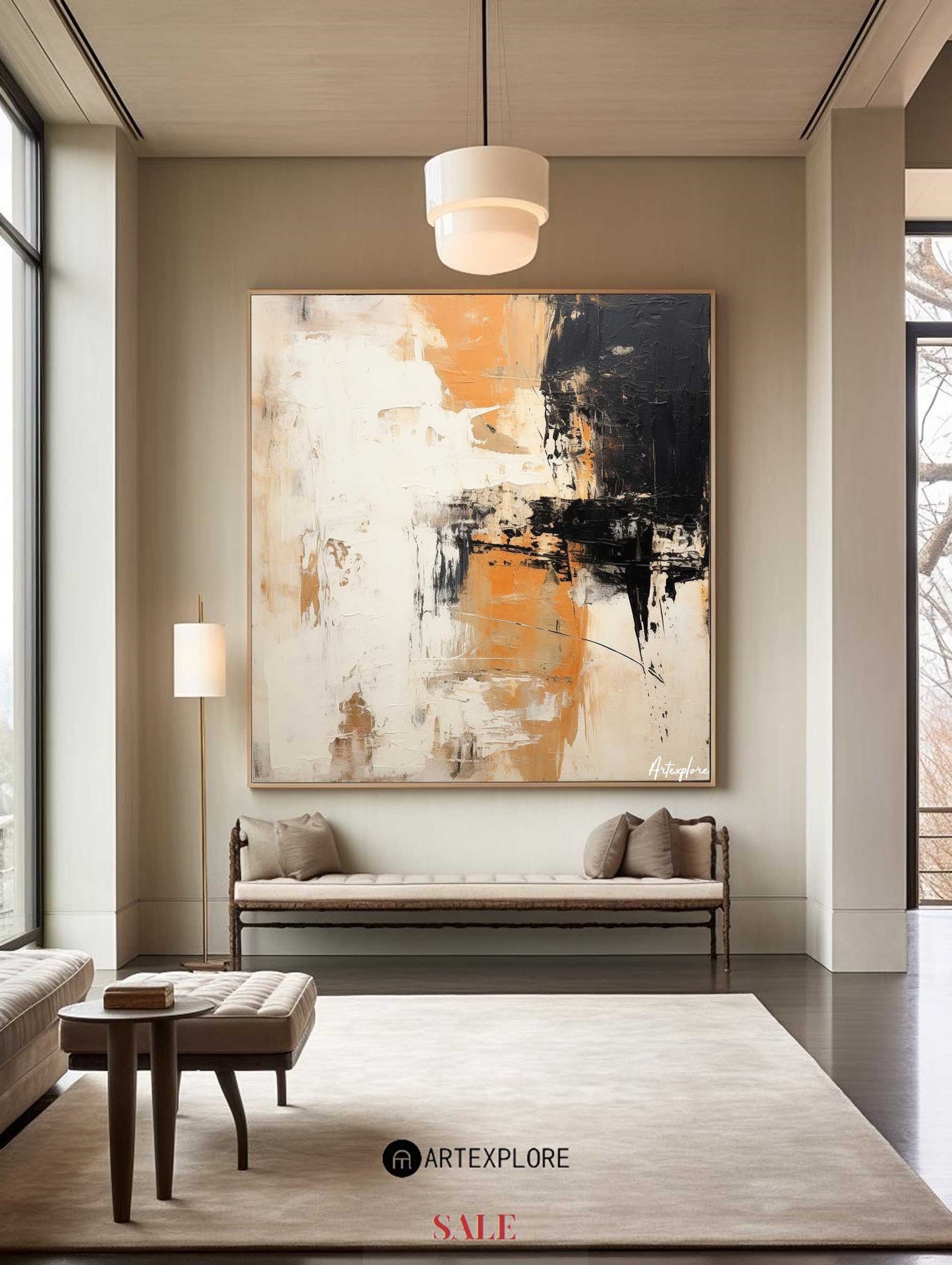 Contemporary Abstract Oil Painting with Bold Colors and Texture