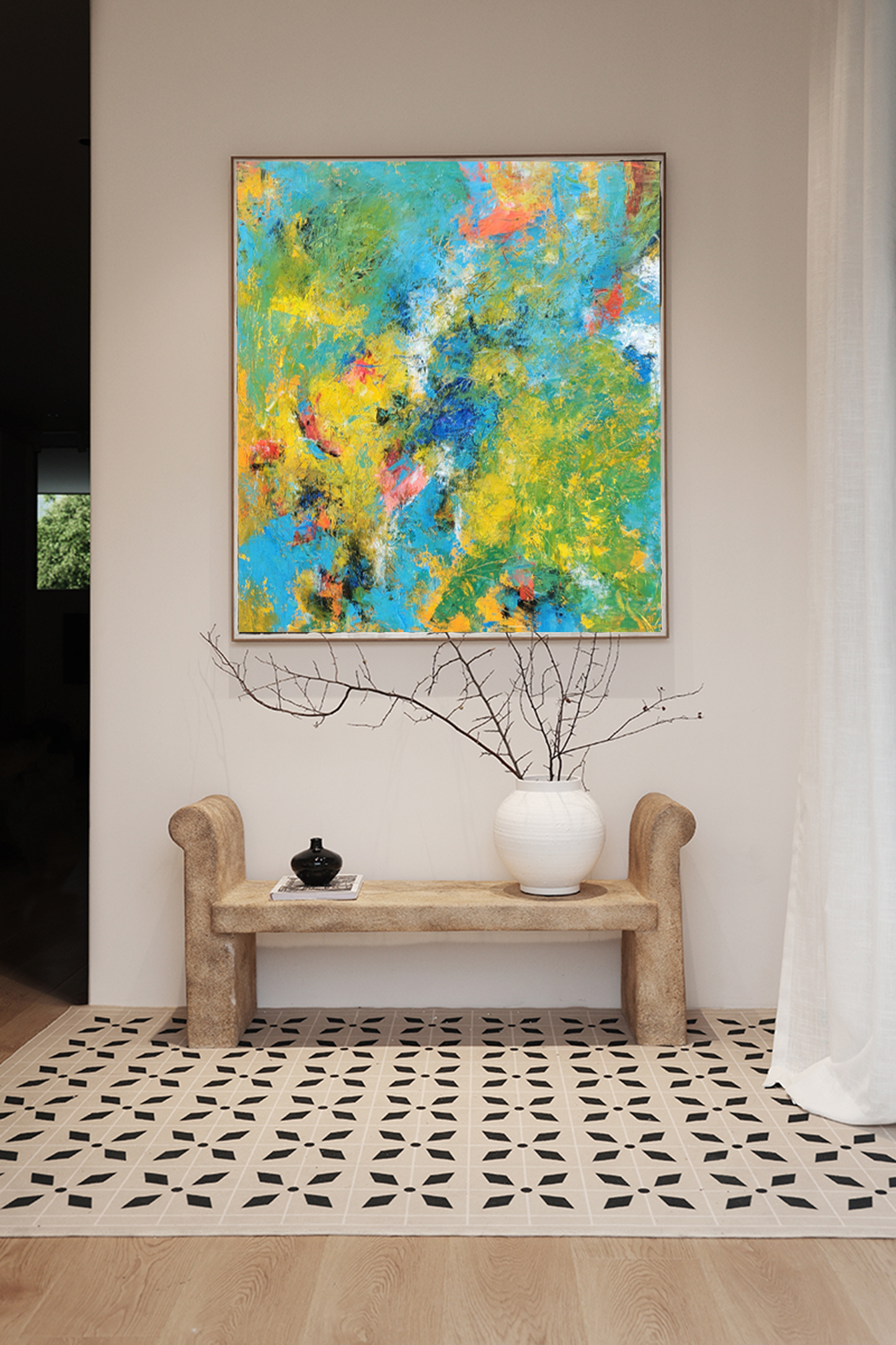Colorful Abstract Oil Painting on Canvas - Modern Wall Art for Home Decor