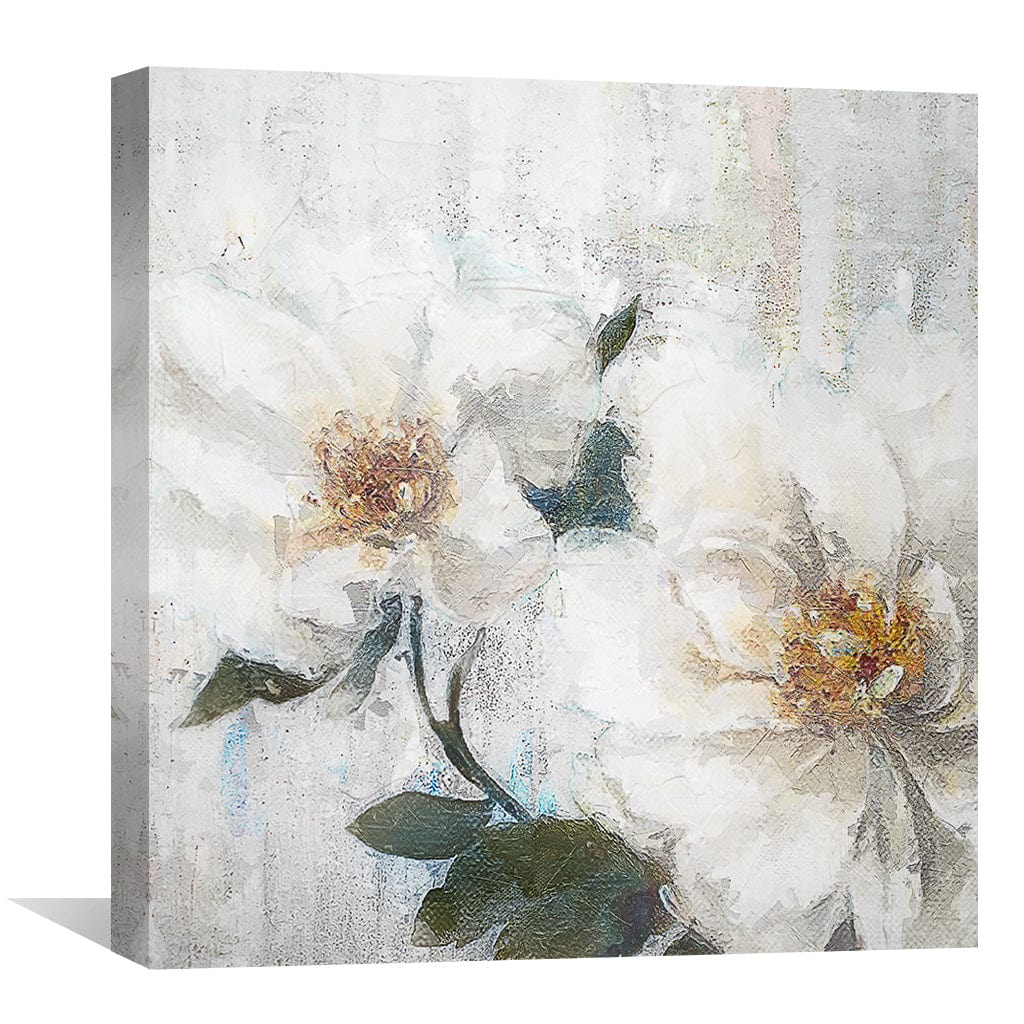 Elegant White Floral Oil Painting for Modern Home Decor