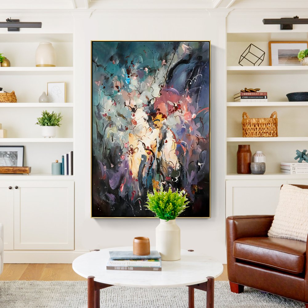 Colorful Abstract Oil Painting of Enchanting Fairytales for Home Decor