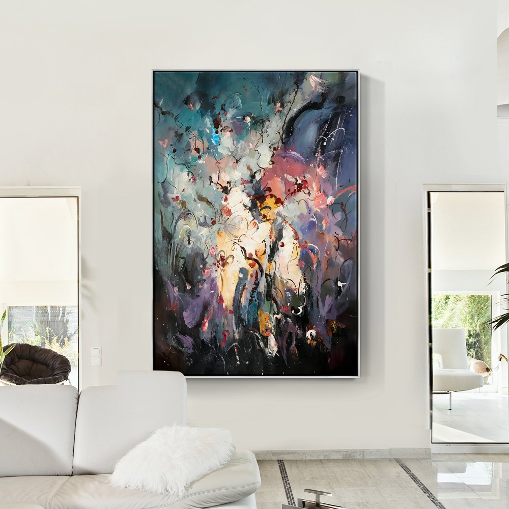 Colorful Abstract Oil Painting of Enchanting Fairytales for Home Decor
