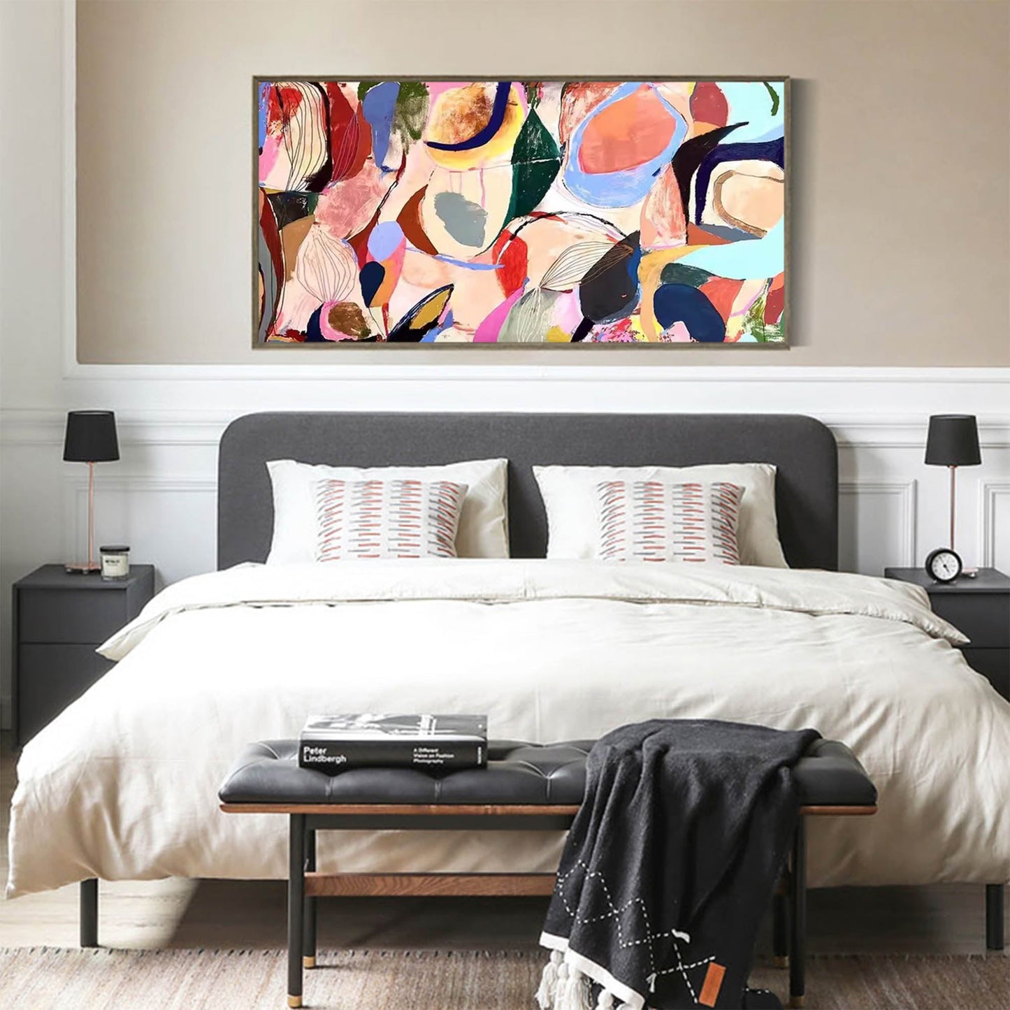 Colorful Abstract Oil Painting for Modern Home Décor and Artistic Inspiration