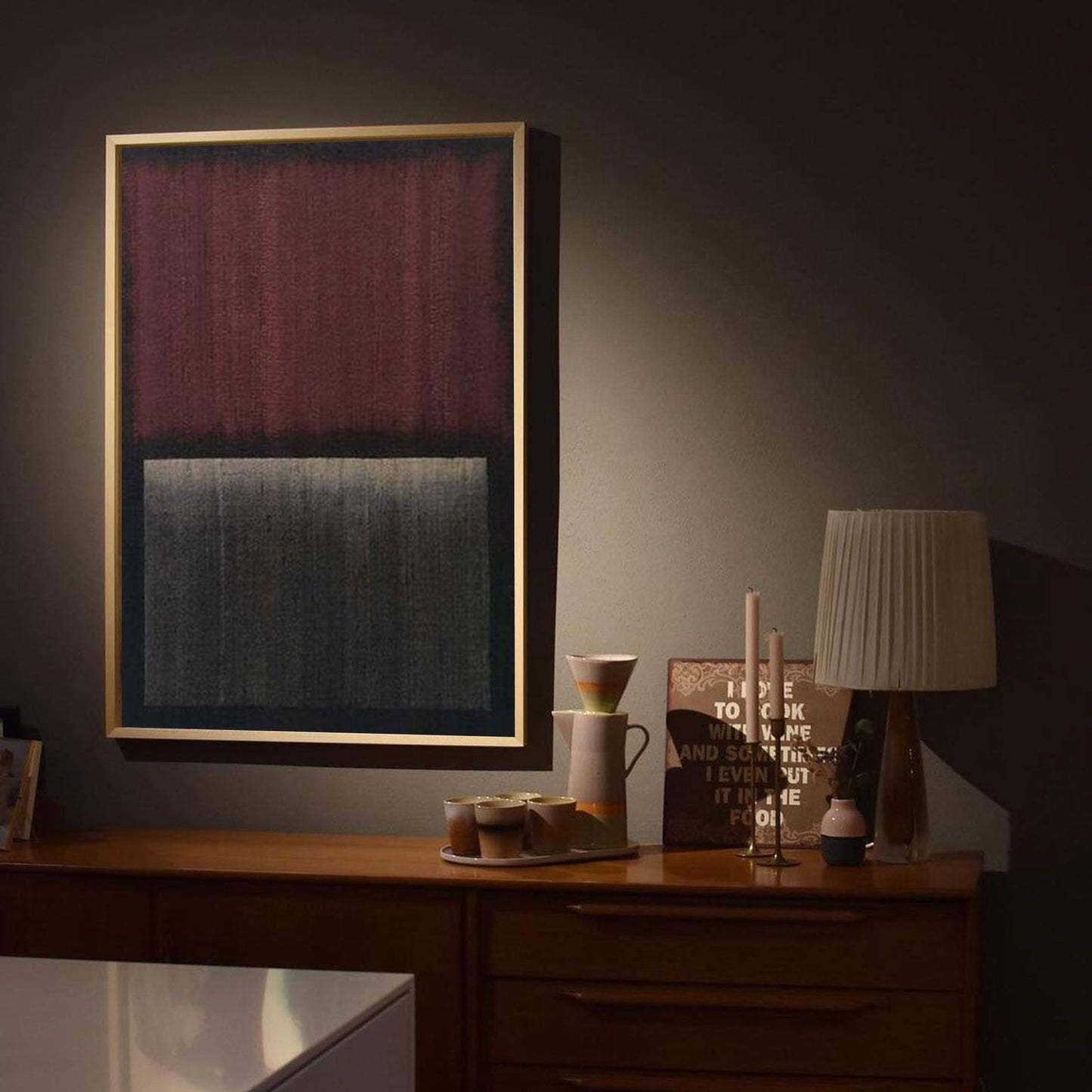 Contemporary Abstract Oil Painting with Rich Textures and Deep Hues