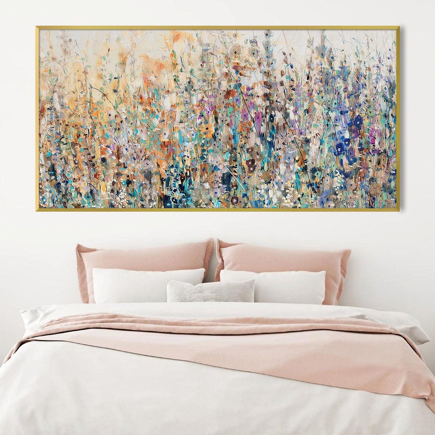 Vibrant Floral Field Oil Painting for Colorful Home Decor