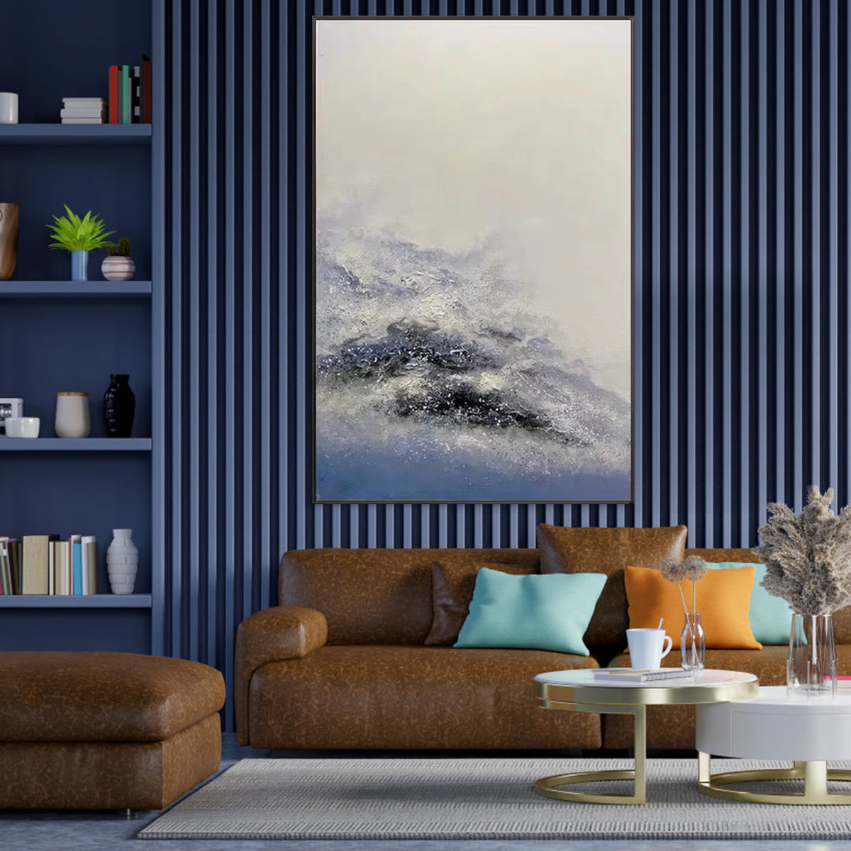 Ethereal Ocean Waves - Serene Abstract Oil Painting for Tranquil Home Décor