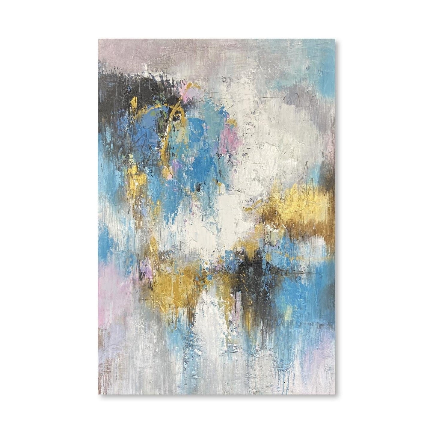 Abstract Blue and Gold Emotion Oil Painting for Modern Home Décor
