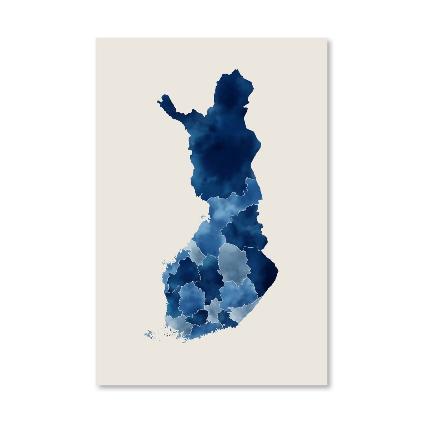 Beautiful Finland Map Watercolor Canvas Art for Home Decor