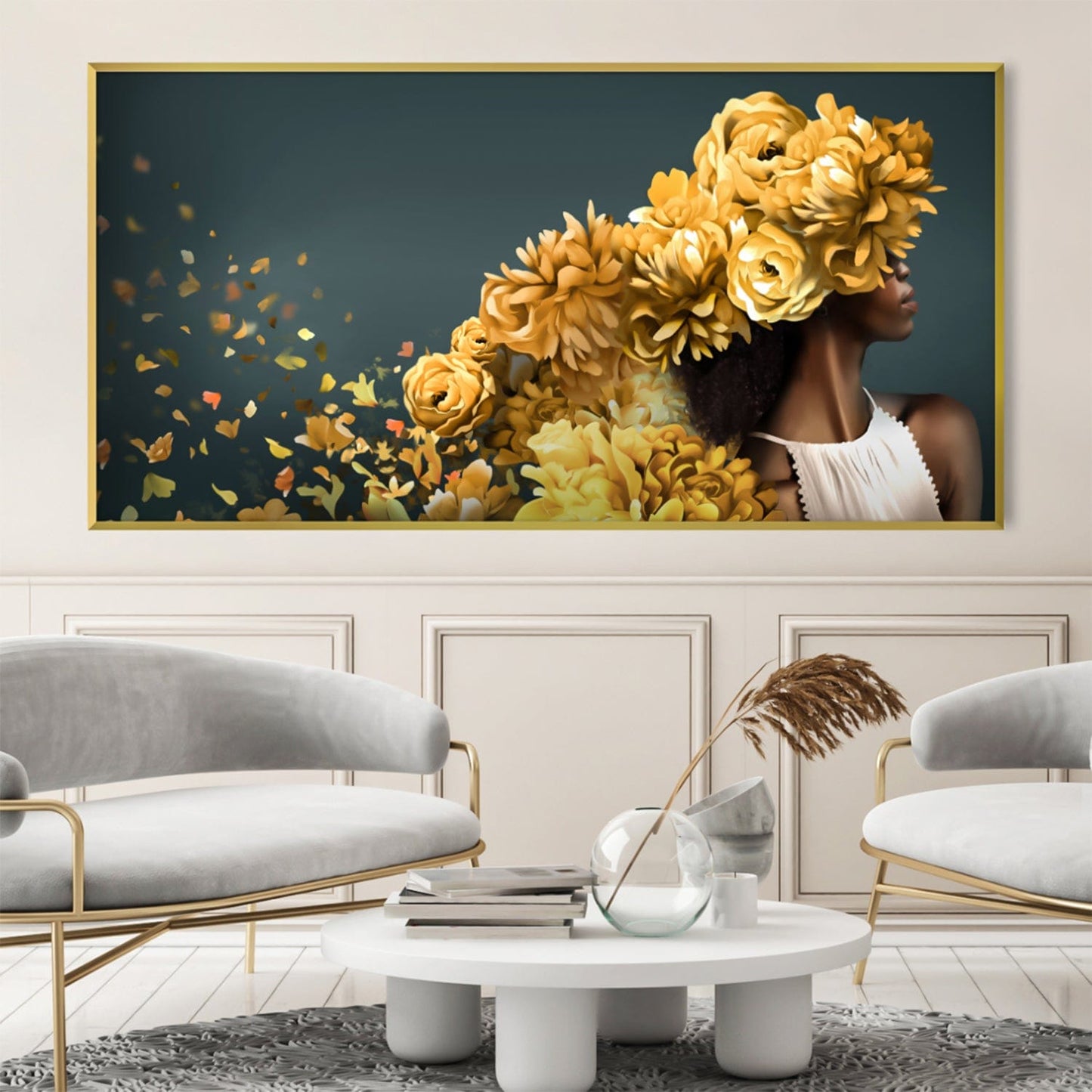 Vibrant Floral Woman Oil Painting for Elegant Home Decor