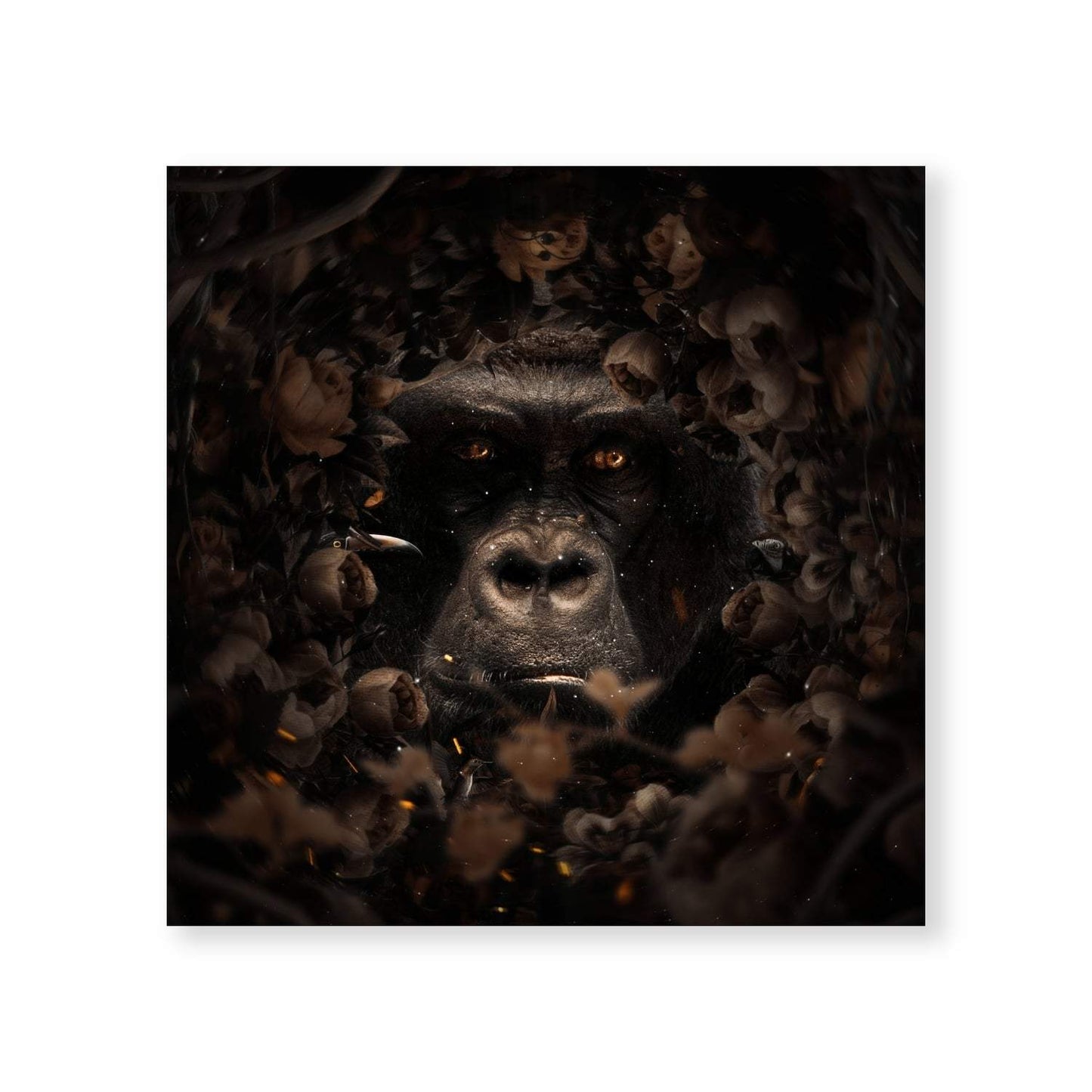 Majestic Gorilla Surrounded by Floral Elegance - Stunning Oil Painting