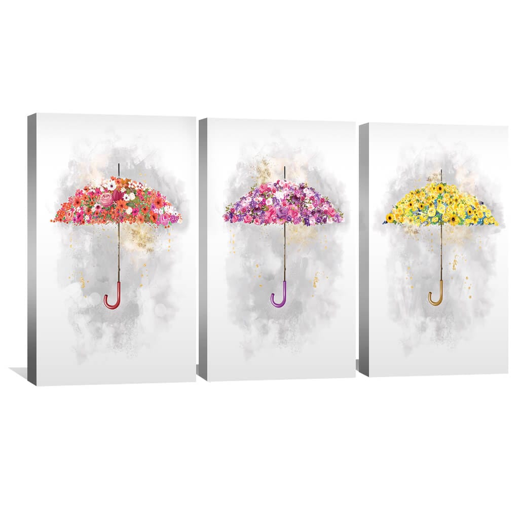 Colorful Floral Umbrellas Art Print for Vibrant Home Decor