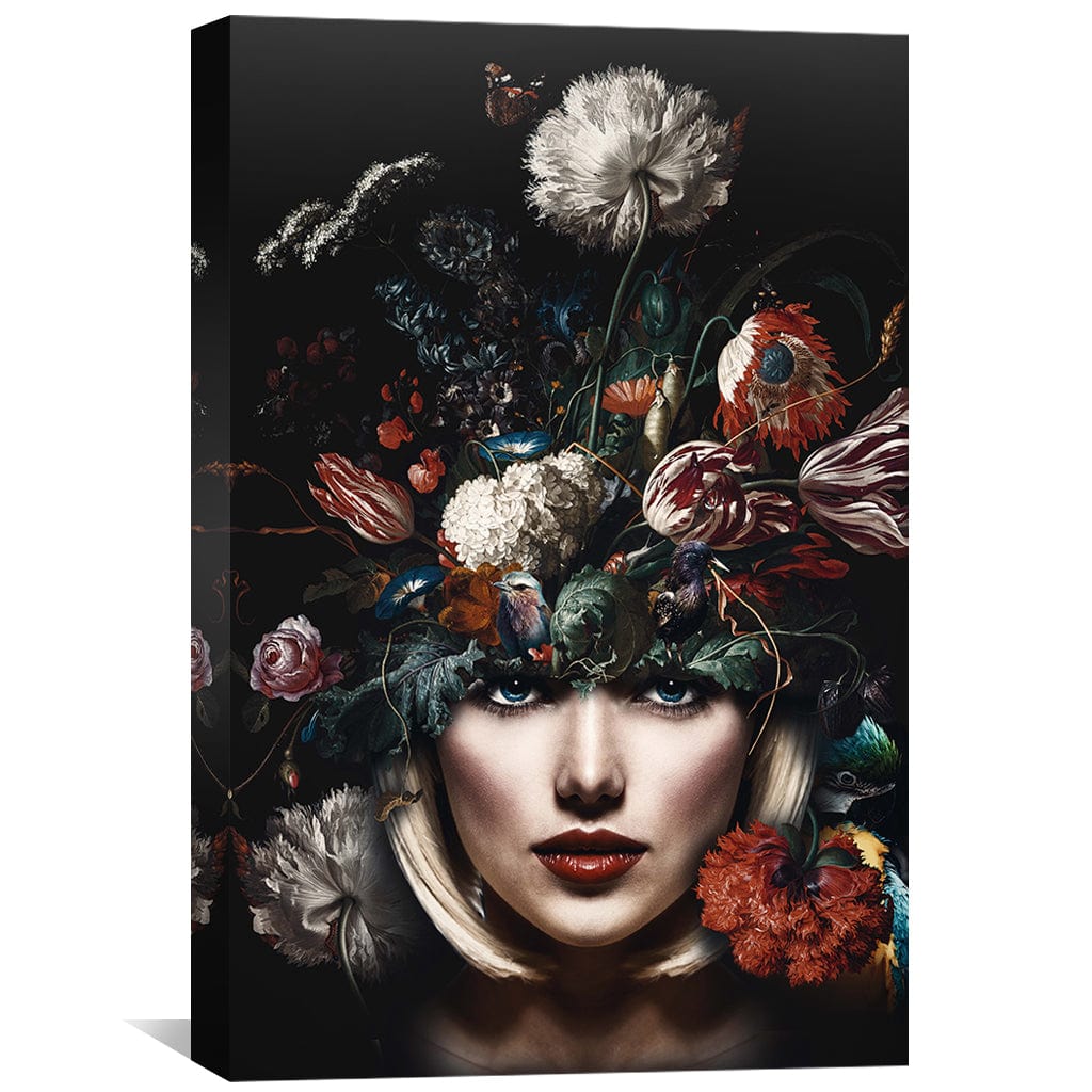 Enchanting Floral Portrait Oil Painting in Vibrant Colors