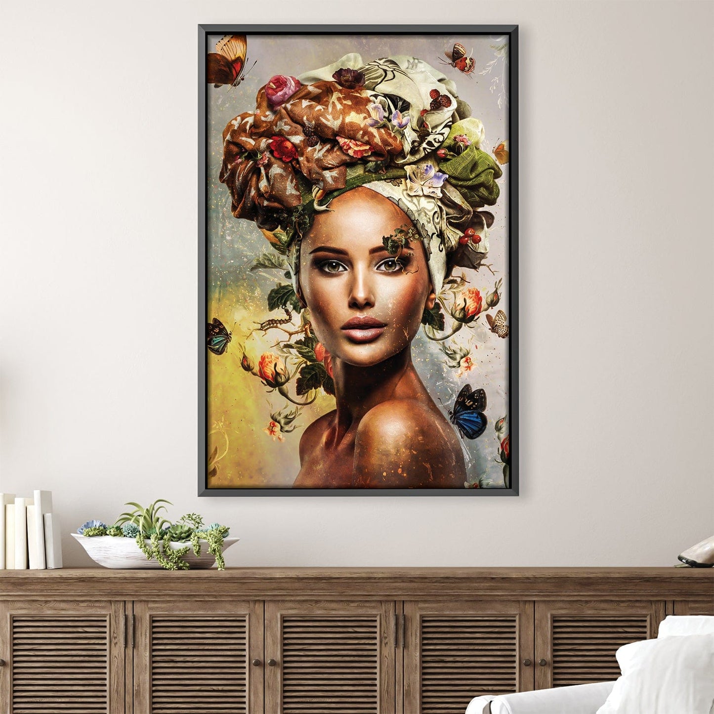 Enchanting Floral Portrait of a Woman in Vibrant Colors