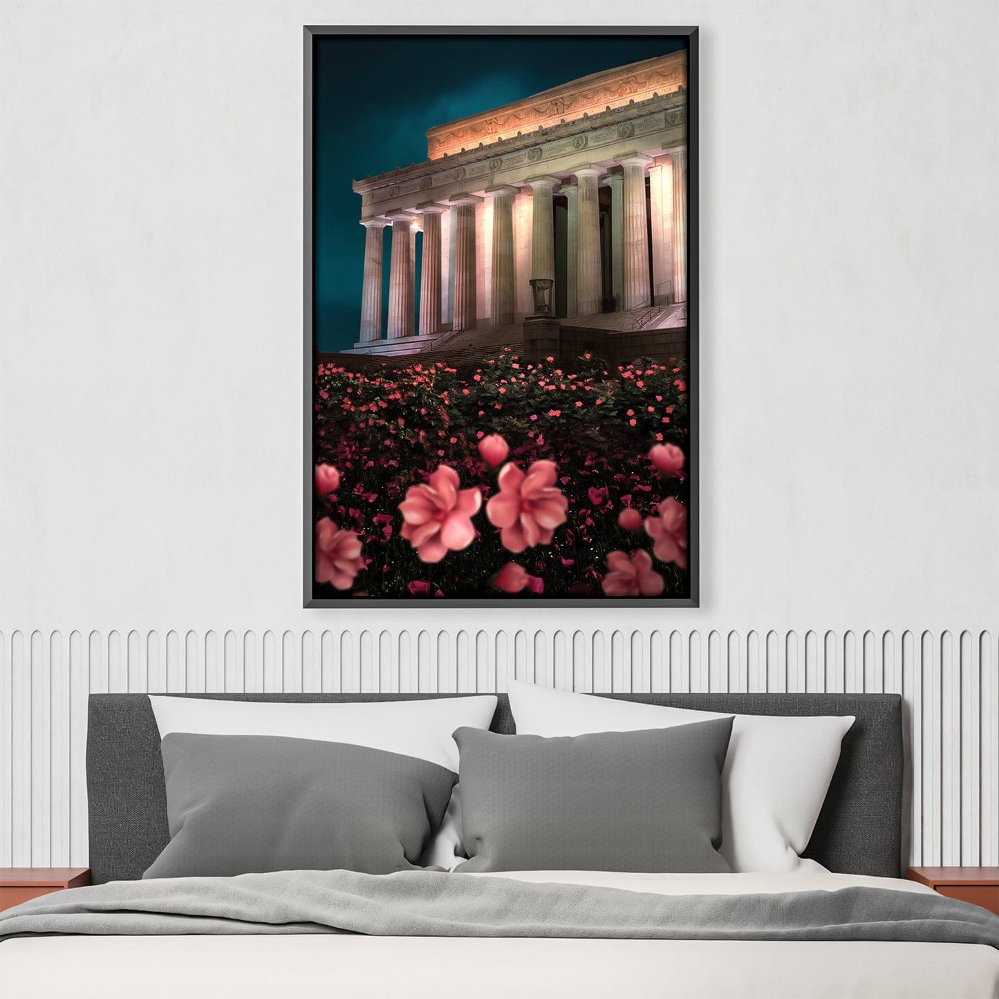 Blooming Flowers at Historic Monument – Beautiful Oil Painting for Home Decor
