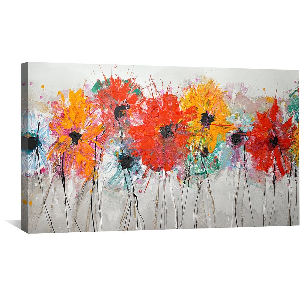 Vibrant Floral Abundance on Canvas - Colorful Oil Painting for Home Decor