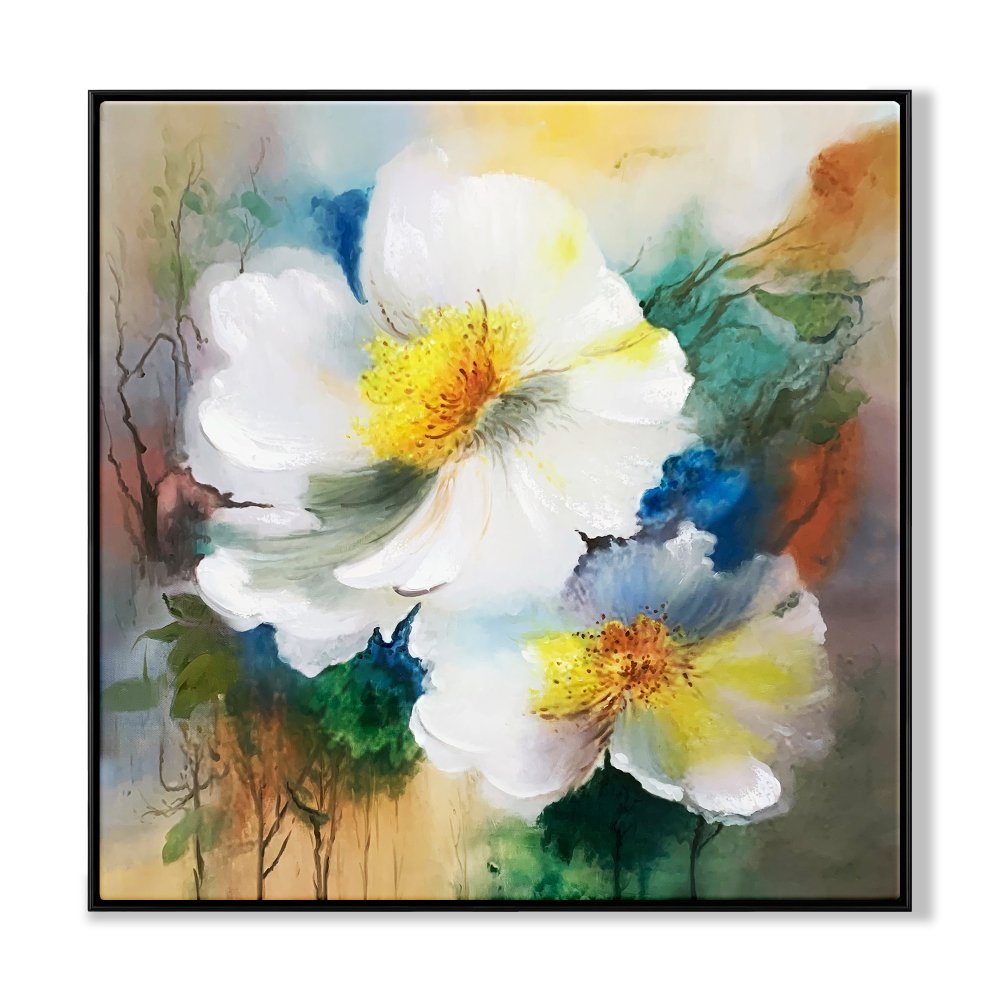 Colorful Floral Serenity - Original Oil Painting for Vibrant Home Décor