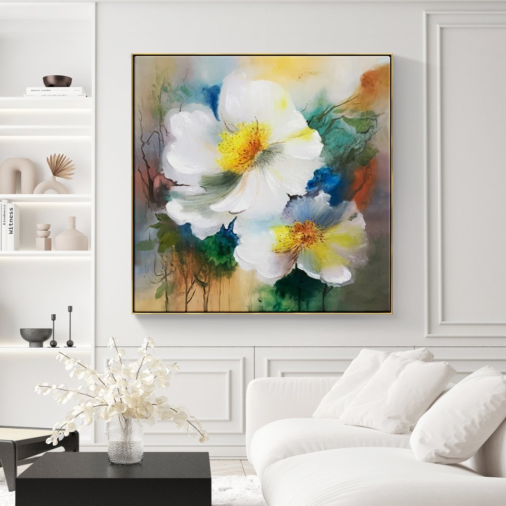 Colorful Floral Serenity - Original Oil Painting for Vibrant Home Décor