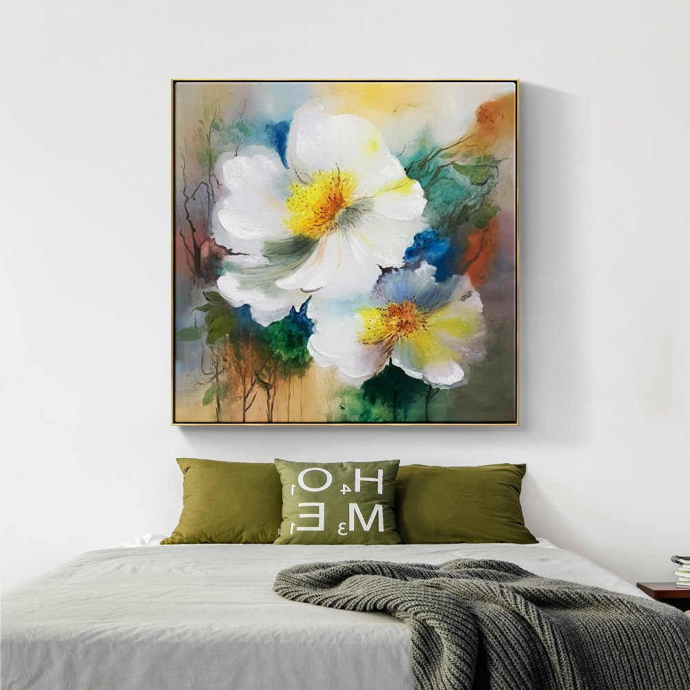 Colorful Floral Serenity - Original Oil Painting for Vibrant Home Décor