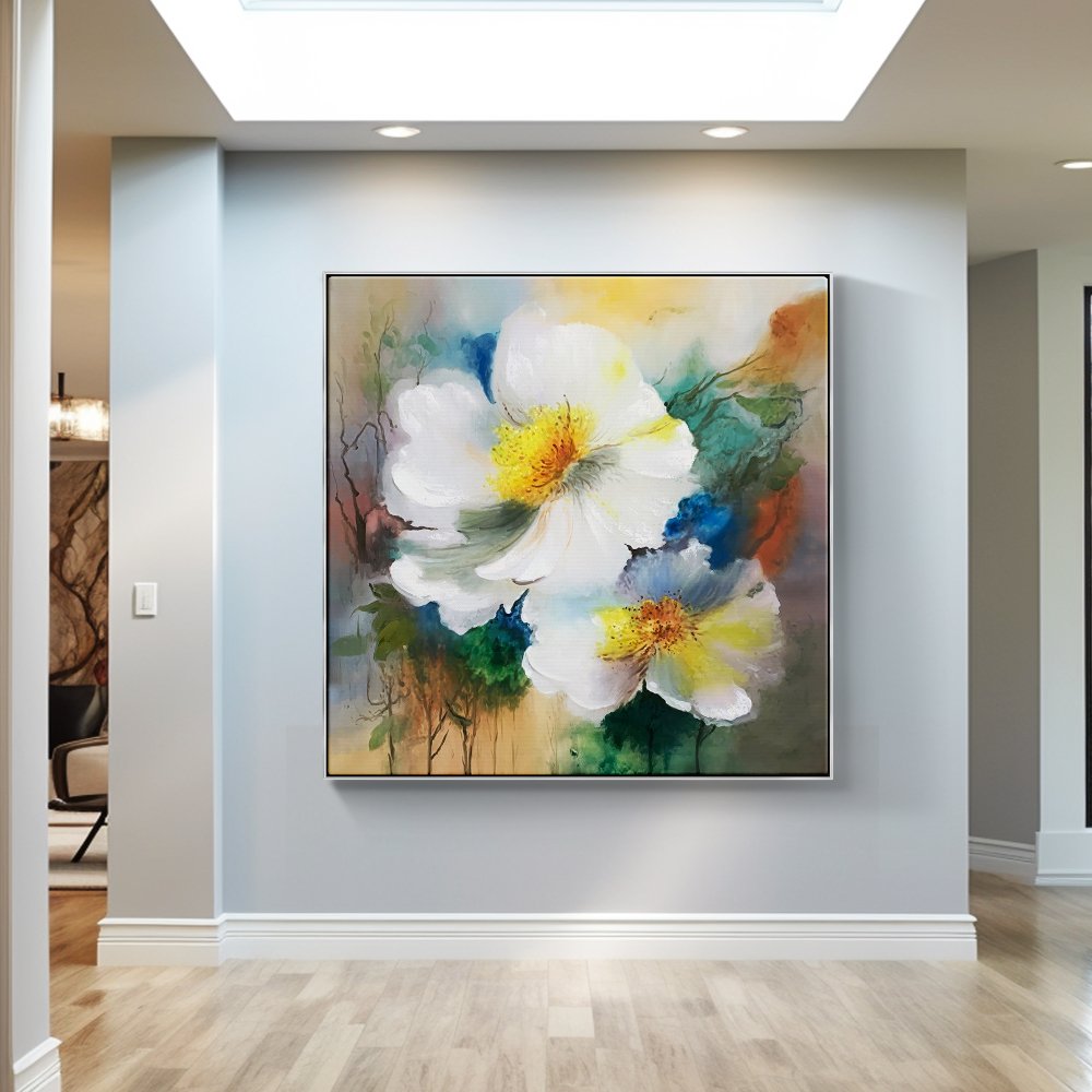 Colorful Floral Serenity - Original Oil Painting for Vibrant Home Décor