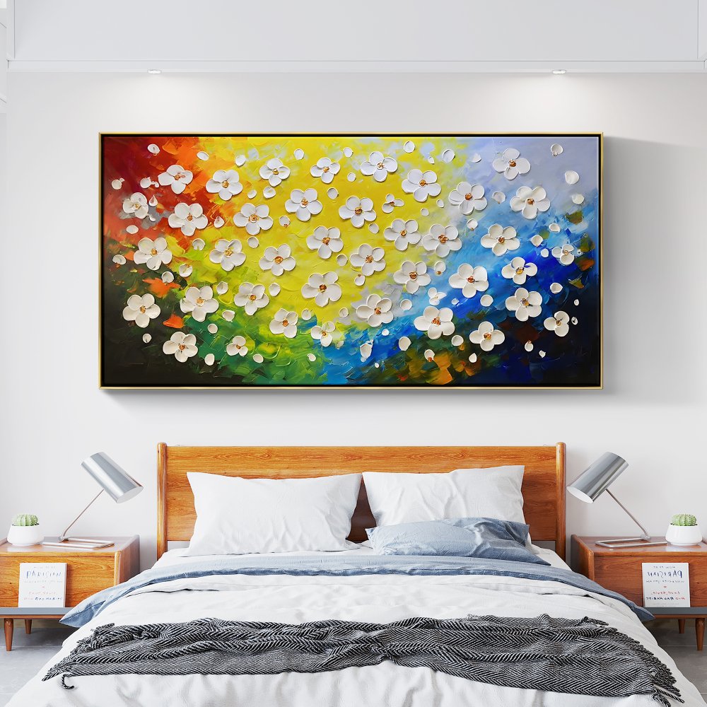 Vibrant Floral Canvas Oil Painting for Colorful Home Decor and Art Enthusiasts