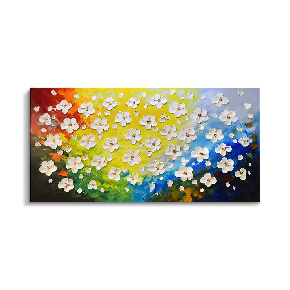 Vibrant Floral Canvas Oil Painting for Colorful Home Decor and Art Enthusiasts