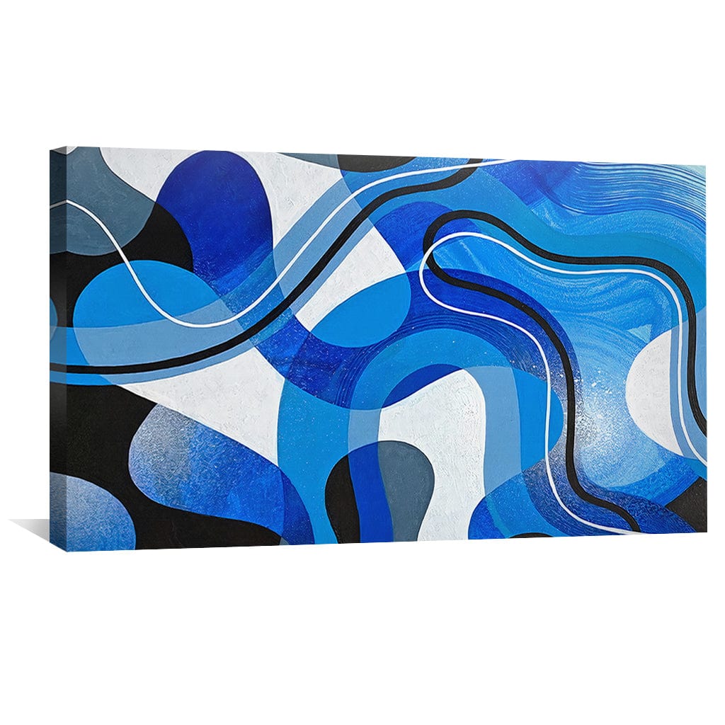 Abstract Blue Waves: Modern Oil Painting for Contemporary Home Decor