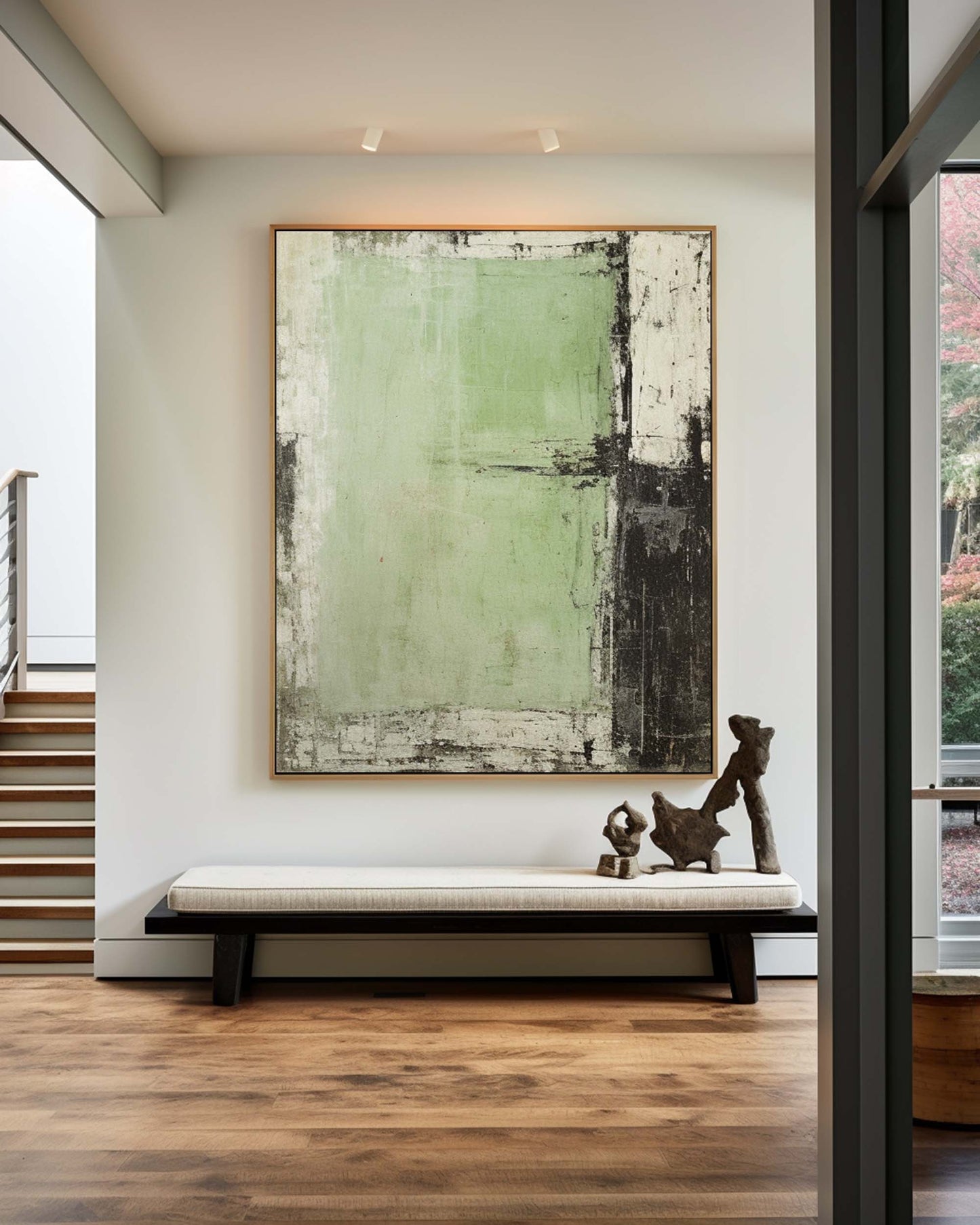 Contemporary Abstract Green Oil Painting for Modern Home Decor