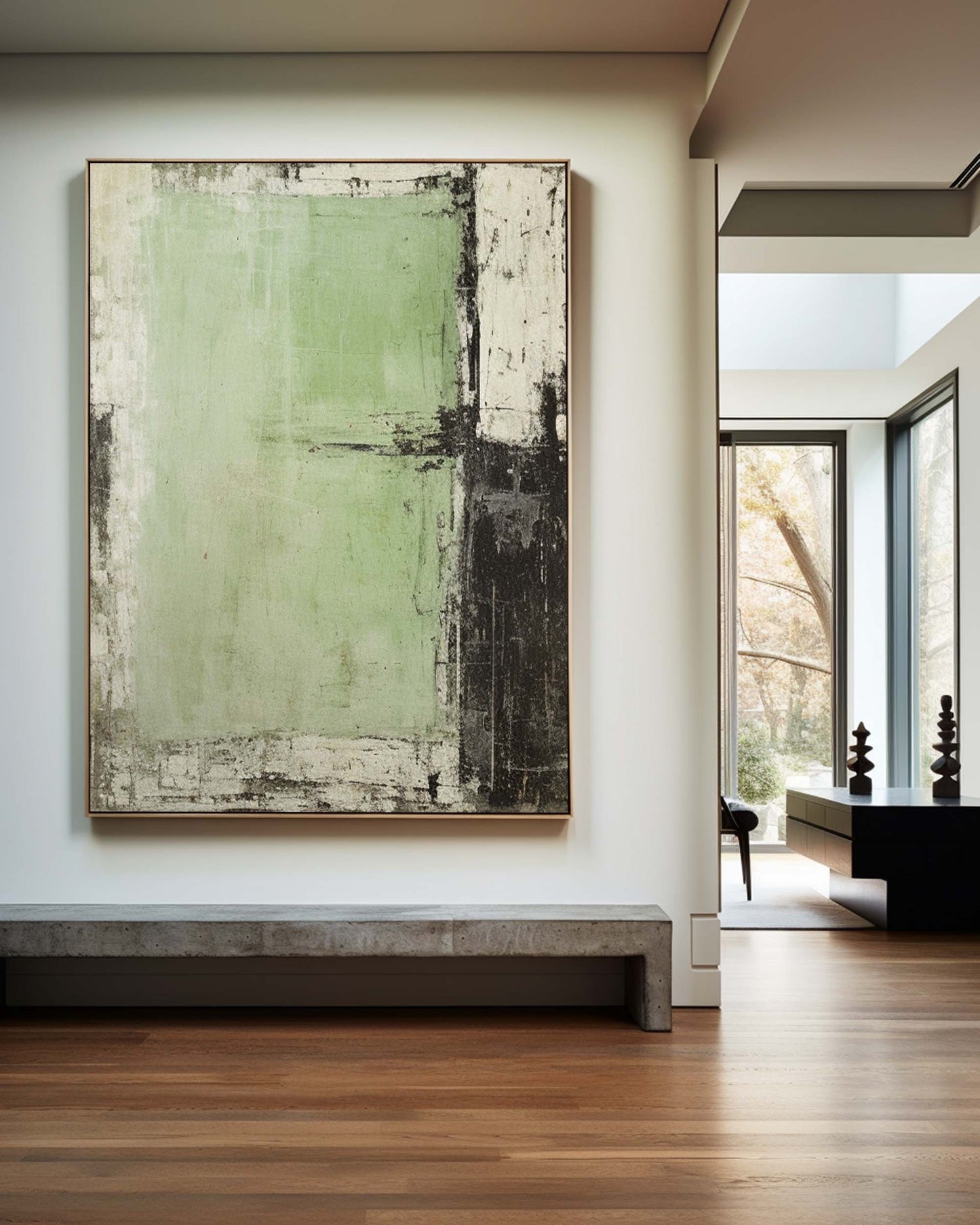 Contemporary Abstract Green Oil Painting for Modern Home Decor