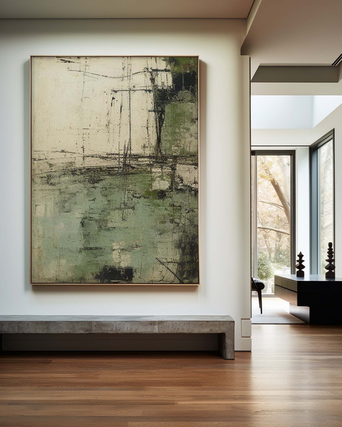Abstract Green Modern Art Oil Painting for Contemporary Home Decor
