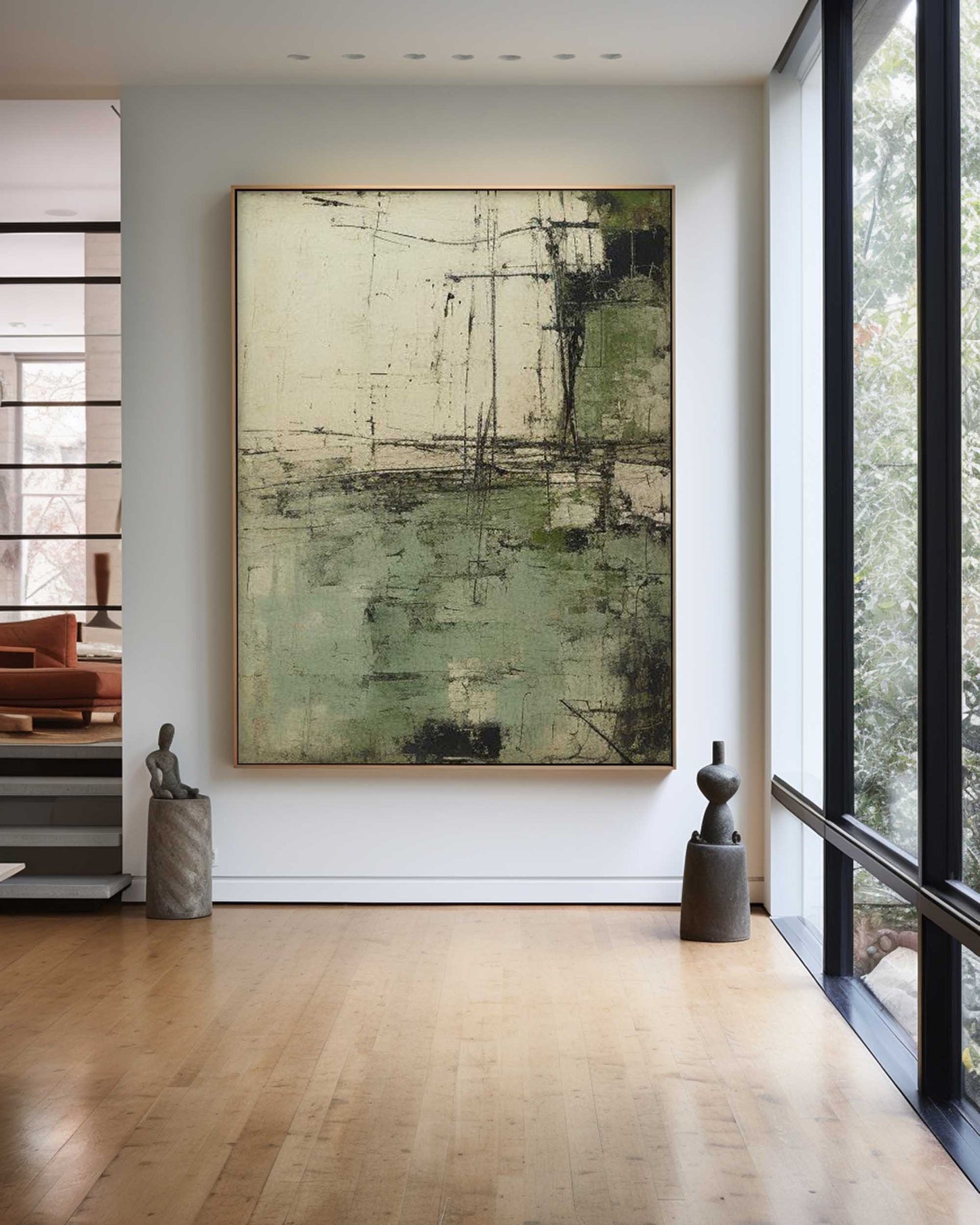 Abstract Green Modern Art Oil Painting for Contemporary Home Decor