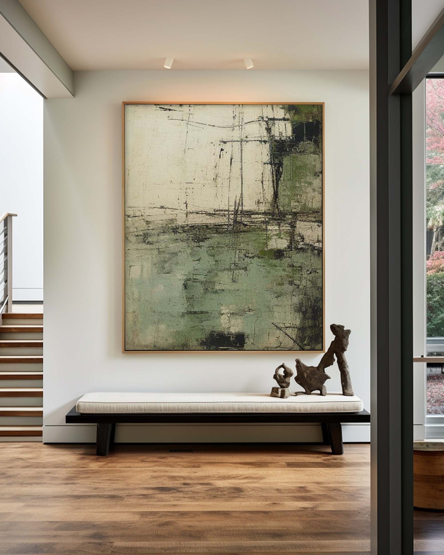 Abstract Green Modern Art Oil Painting for Contemporary Home Decor