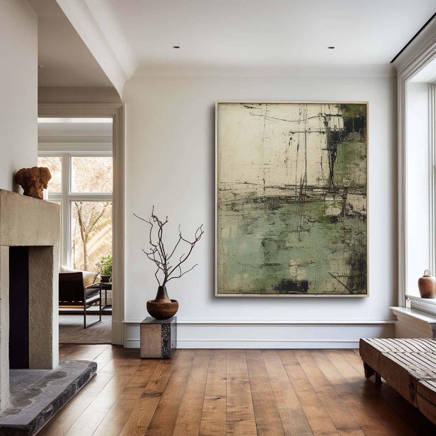 Abstract Green Modern Art Oil Painting for Contemporary Home Decor