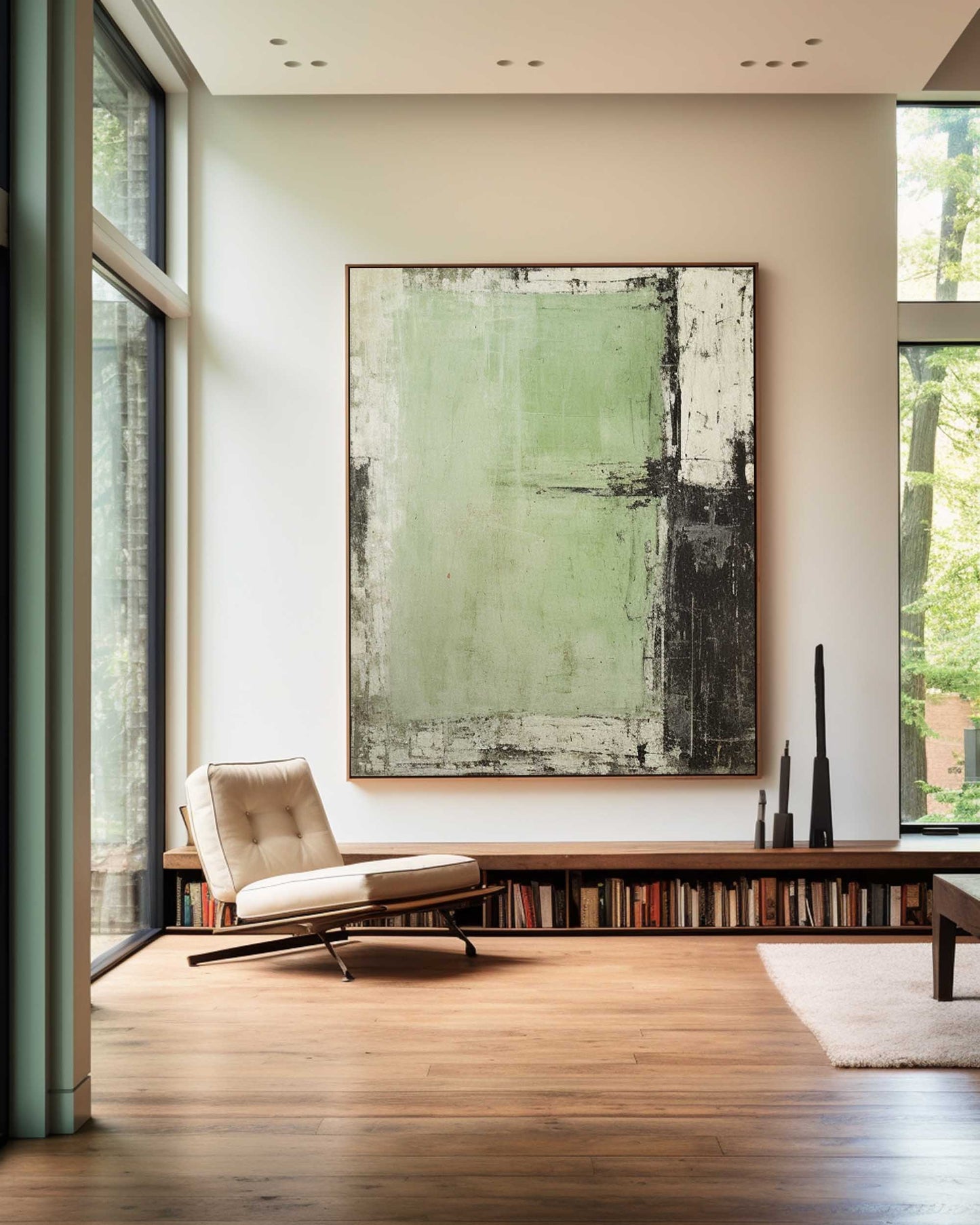 Contemporary Abstract Green Oil Painting for Modern Home Decor