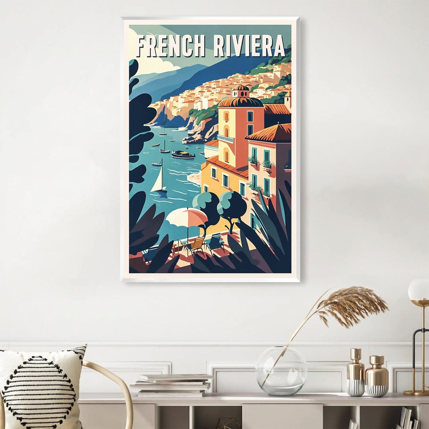 Charming Coastal Landscape of the French Riviera Canvas Artwork