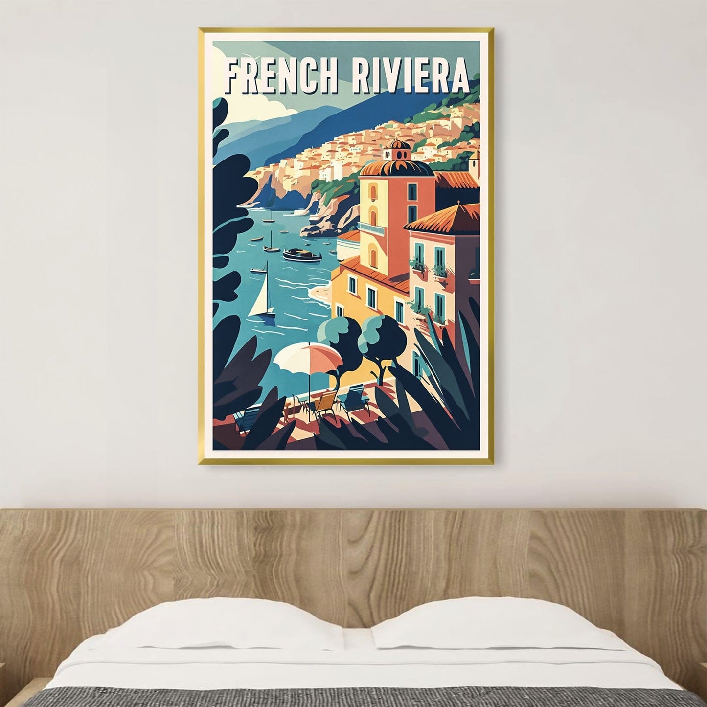 Charming Coastal Landscape of the French Riviera Canvas Artwork