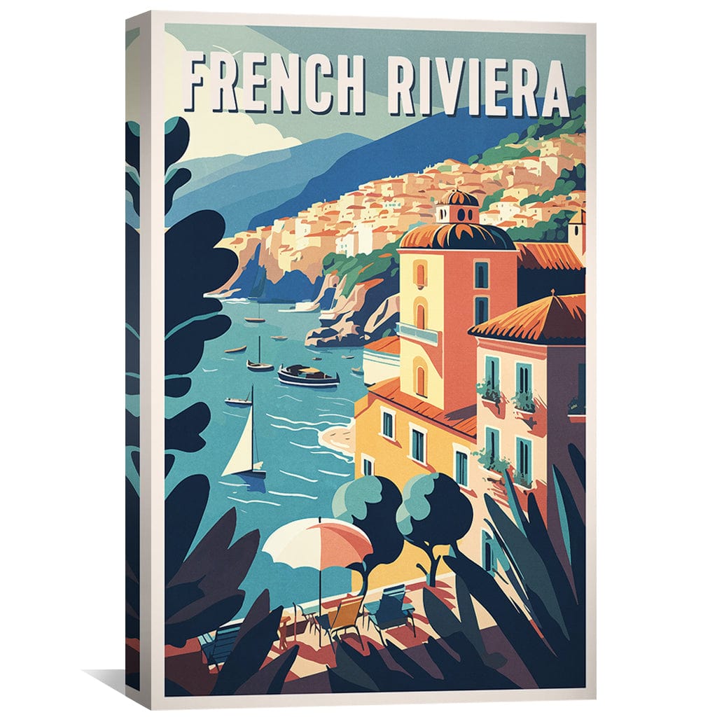 Charming Coastal Landscape of the French Riviera Canvas Artwork
