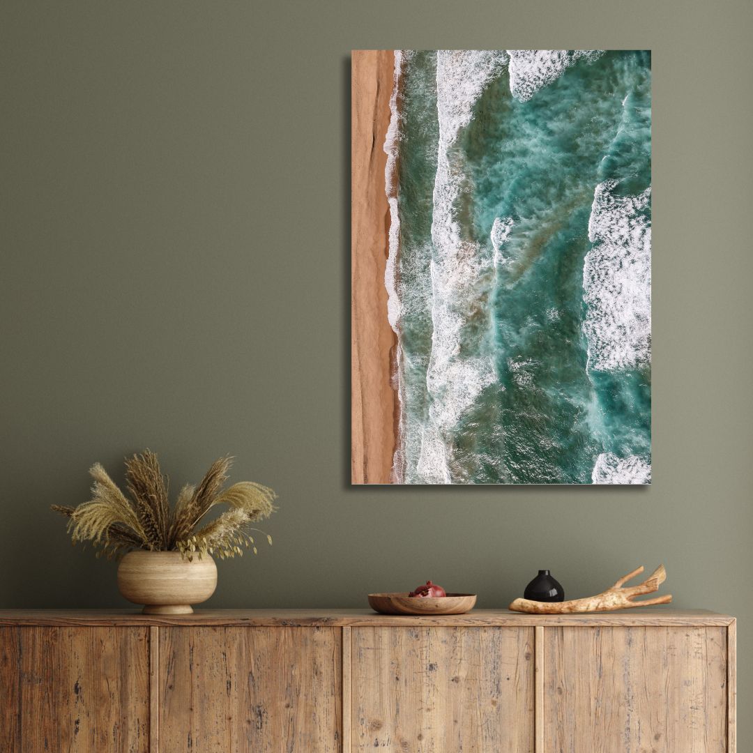 Serene Coastal Waves Triptych - Ocean-Inspired Oil Painting for Home Decor