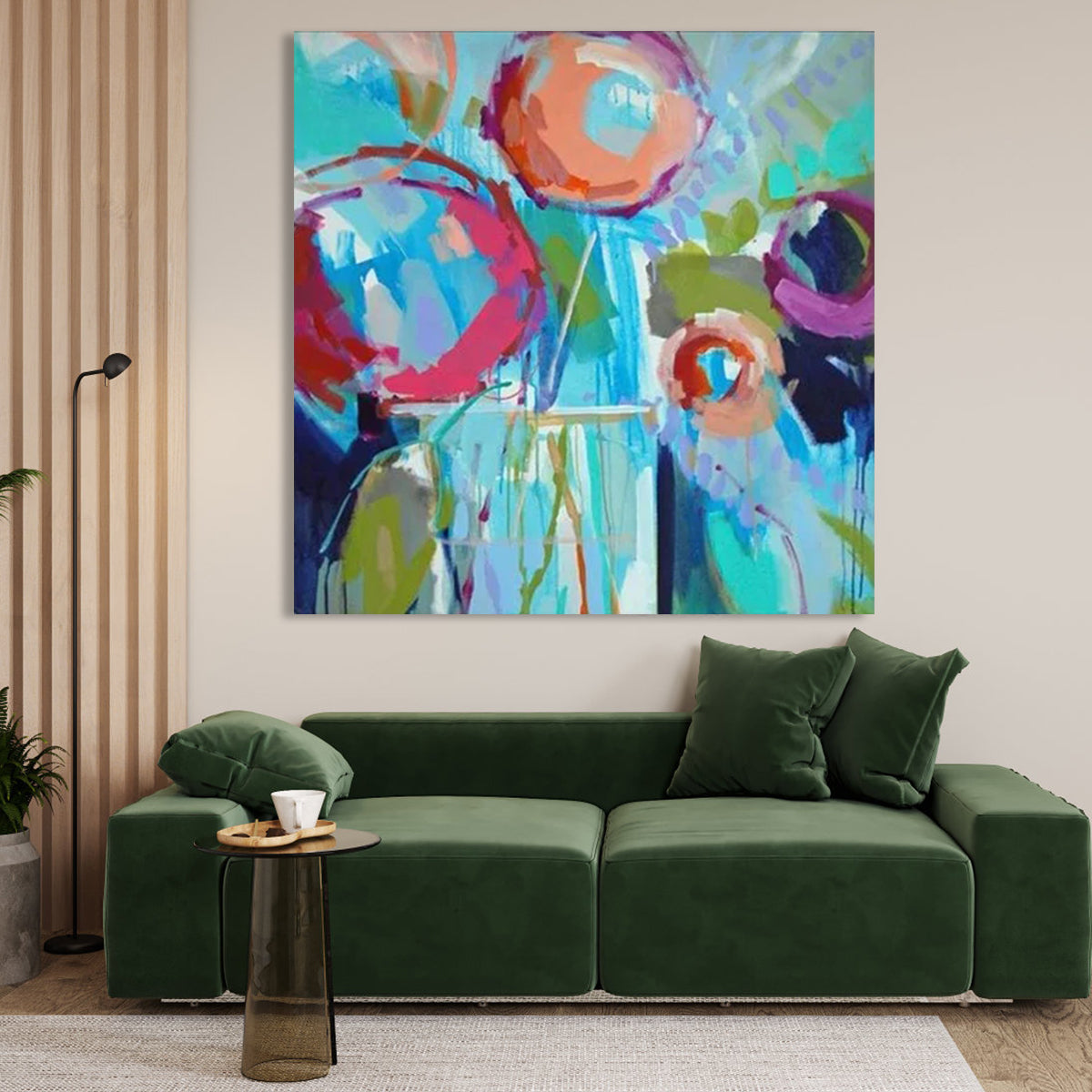 Vibrant Abstract Oil Painting of Colorful Fruits in Bright Artistry