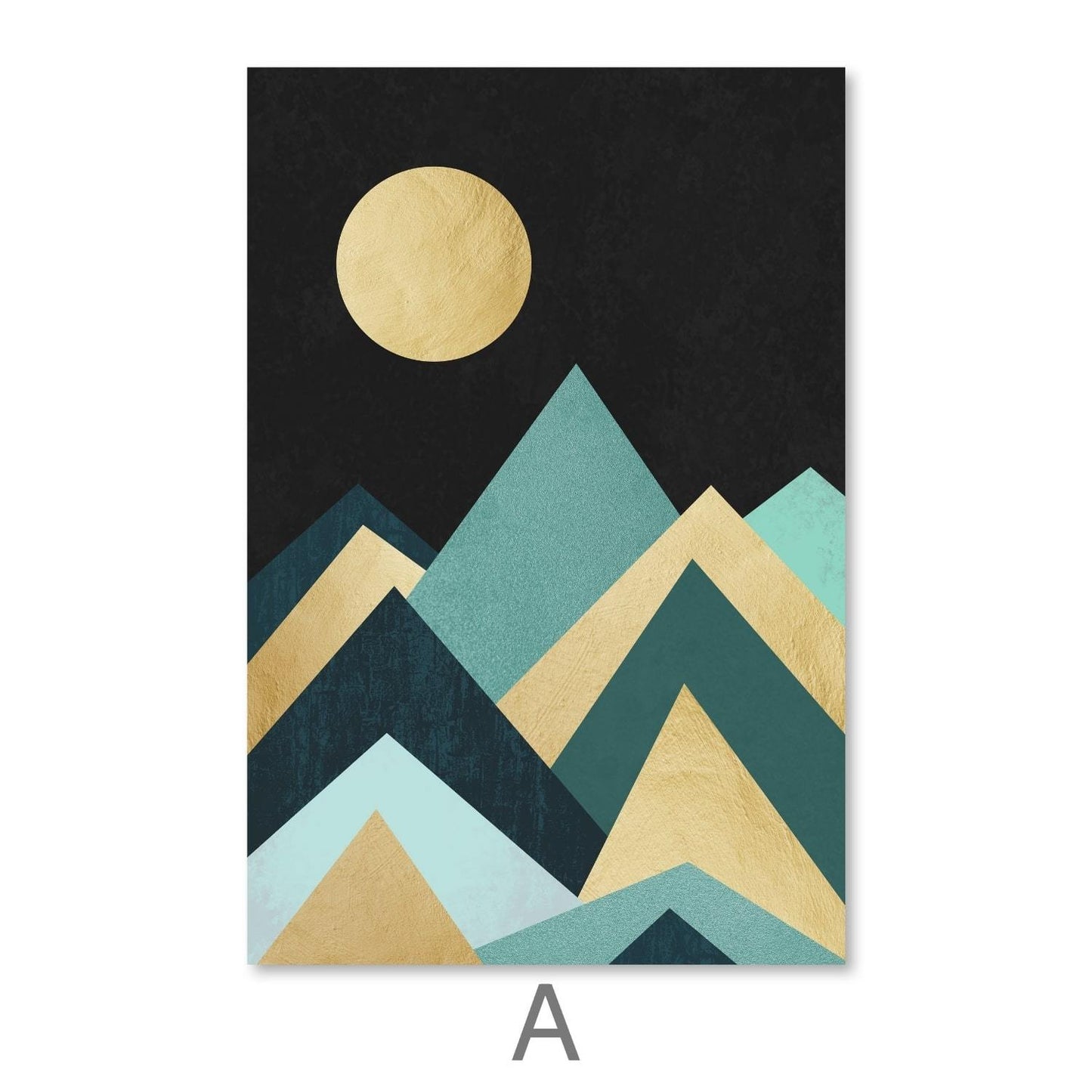 Abstract Mountain Landscape with Full Moon and Golden Highlights