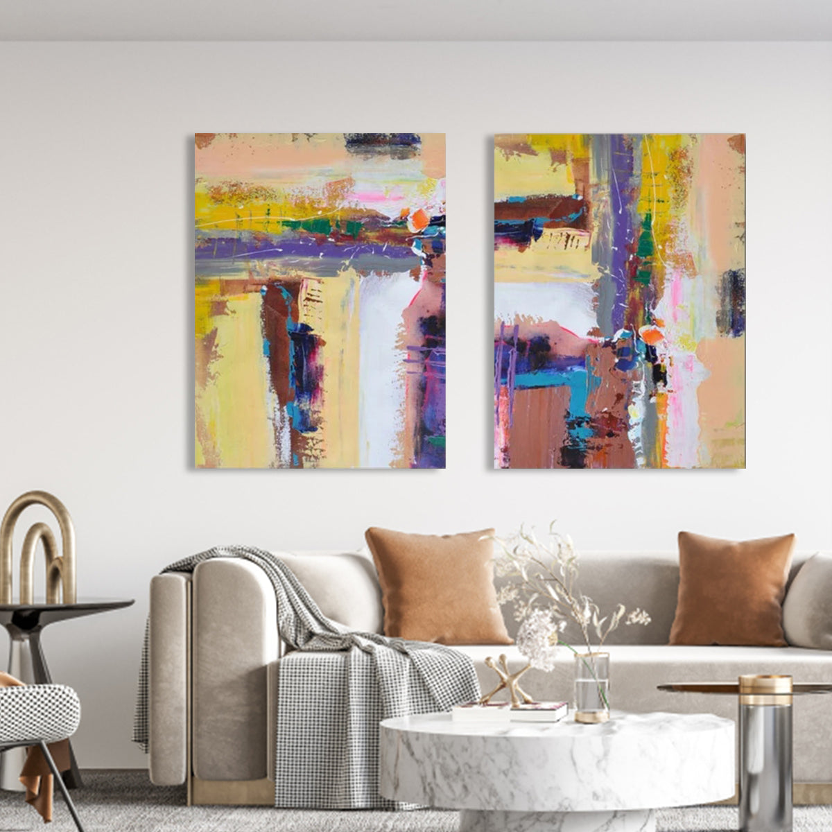 Vibrant Abstract Oil Painting for Modern Home Decor and Colorful Expression