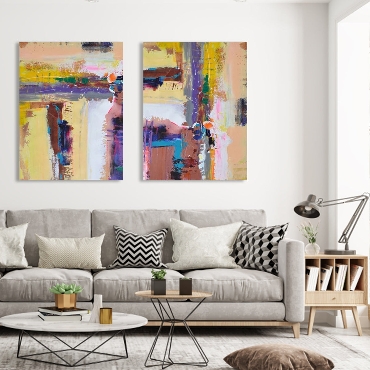 Vibrant Abstract Oil Painting for Modern Home Decor and Colorful Expression