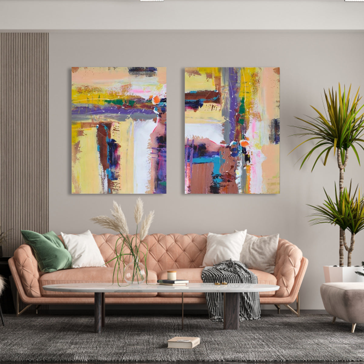 Vibrant Abstract Oil Painting for Modern Home Decor and Colorful Expression