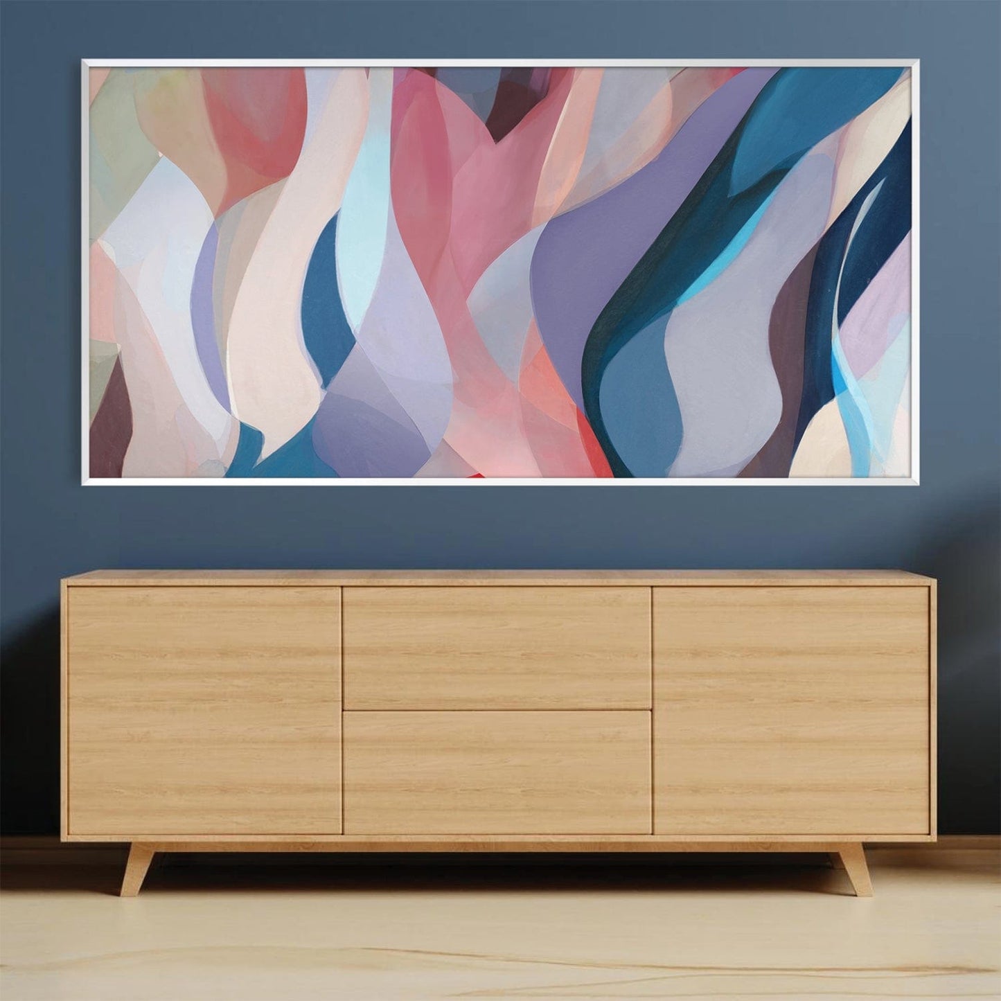 Colorful Abstract Wave Oil Painting for Modern Home Decor