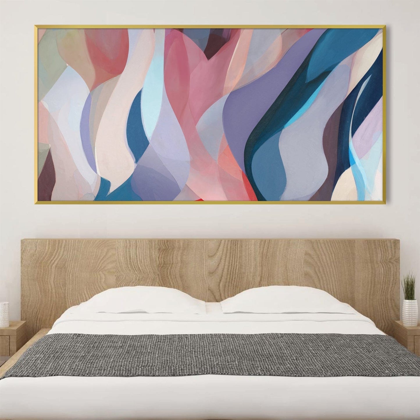 Colorful Abstract Wave Oil Painting for Modern Home Decor