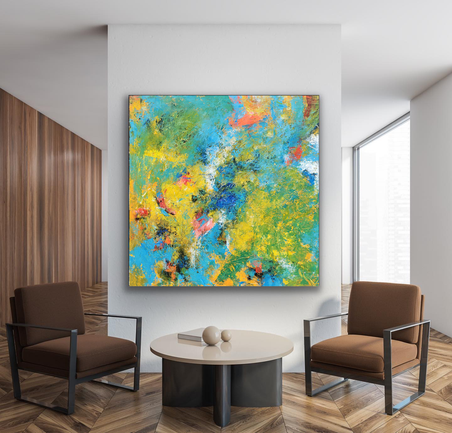 Colorful Abstract Oil Painting on Canvas - Modern Wall Art for Home Decor