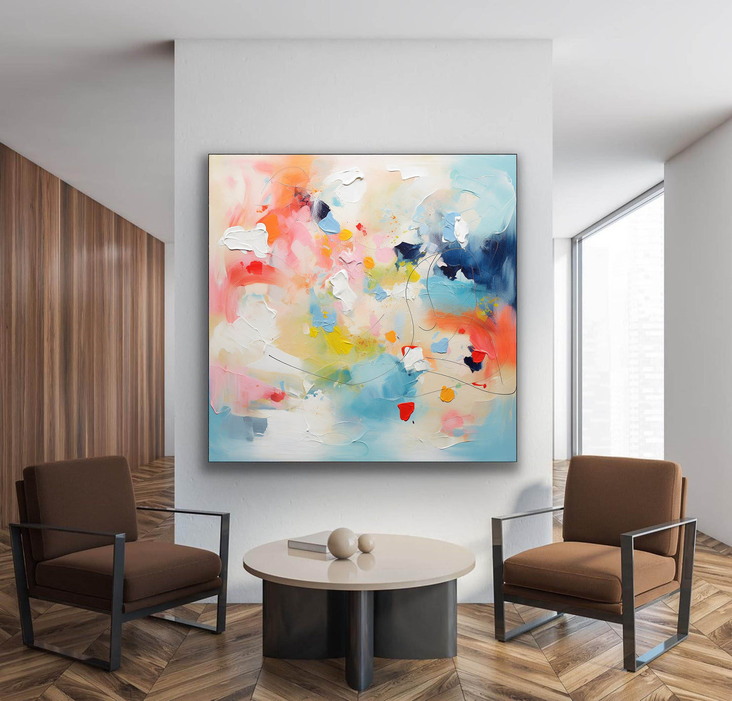 Colorful Abstract Oil Painting for Modern Home Decor and Art Enthusiasts