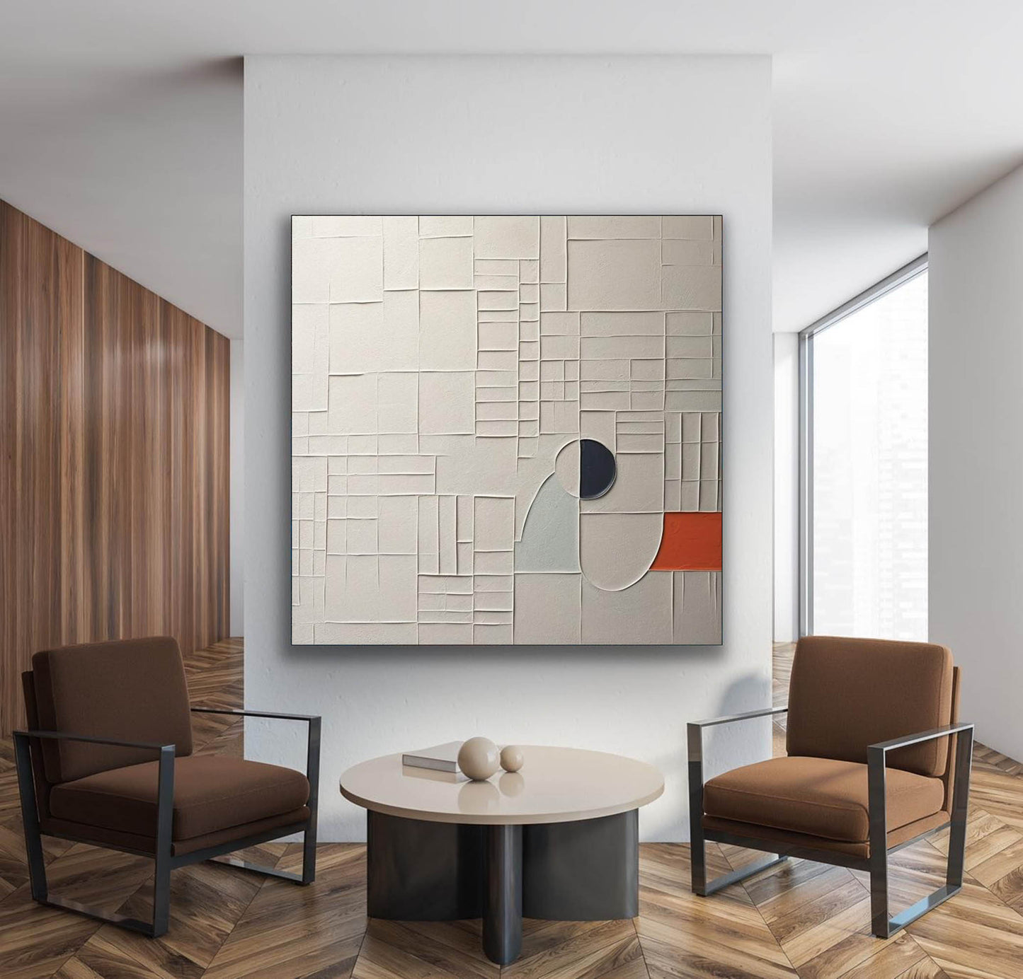 Abstract Textured Oil Painting with Modern Minimalist Design