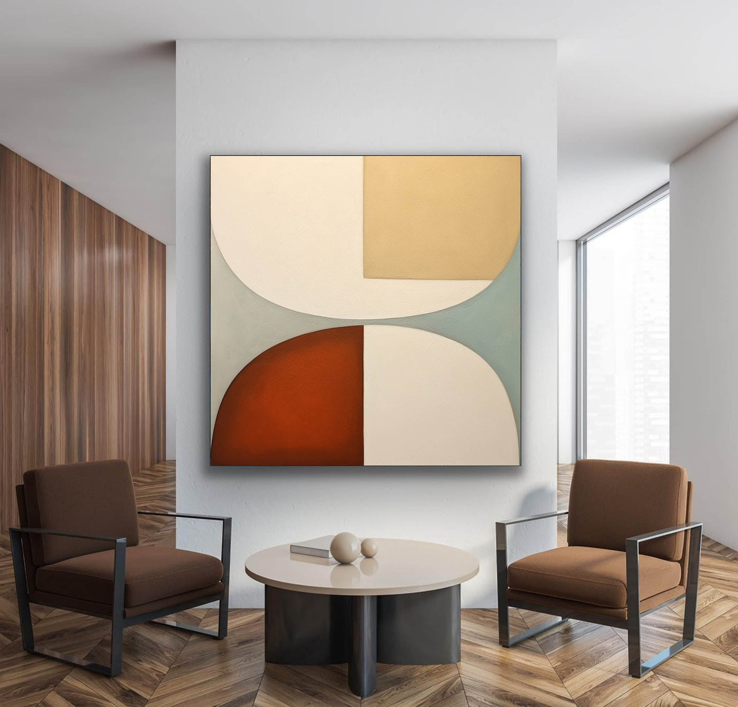 Abstract Geometric Oil Painting for Contemporary Home Decor and Modern Aesthetic