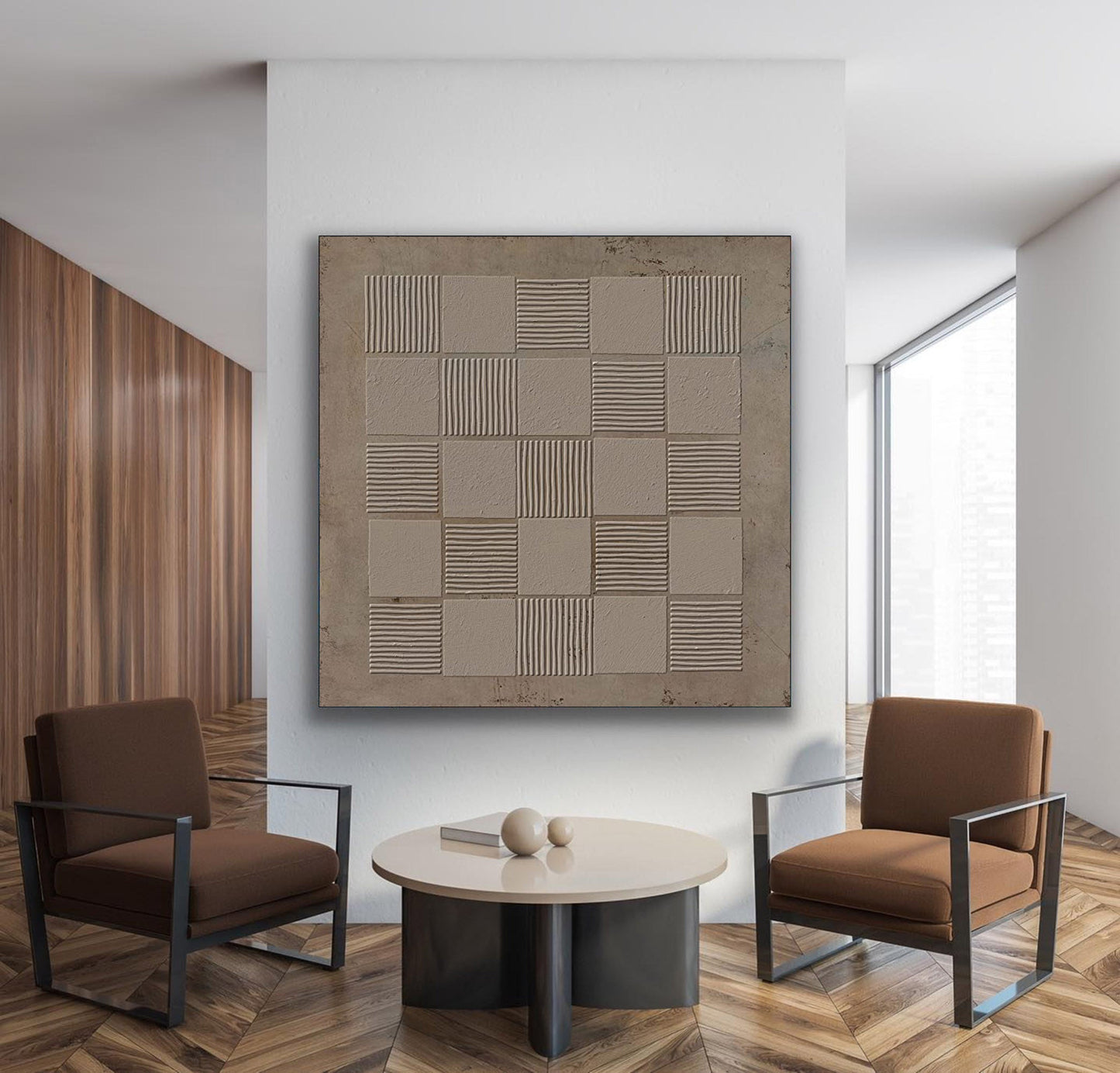 Textured Minimalist Oil Painting for Modern Wabi-Sabi Home Decor