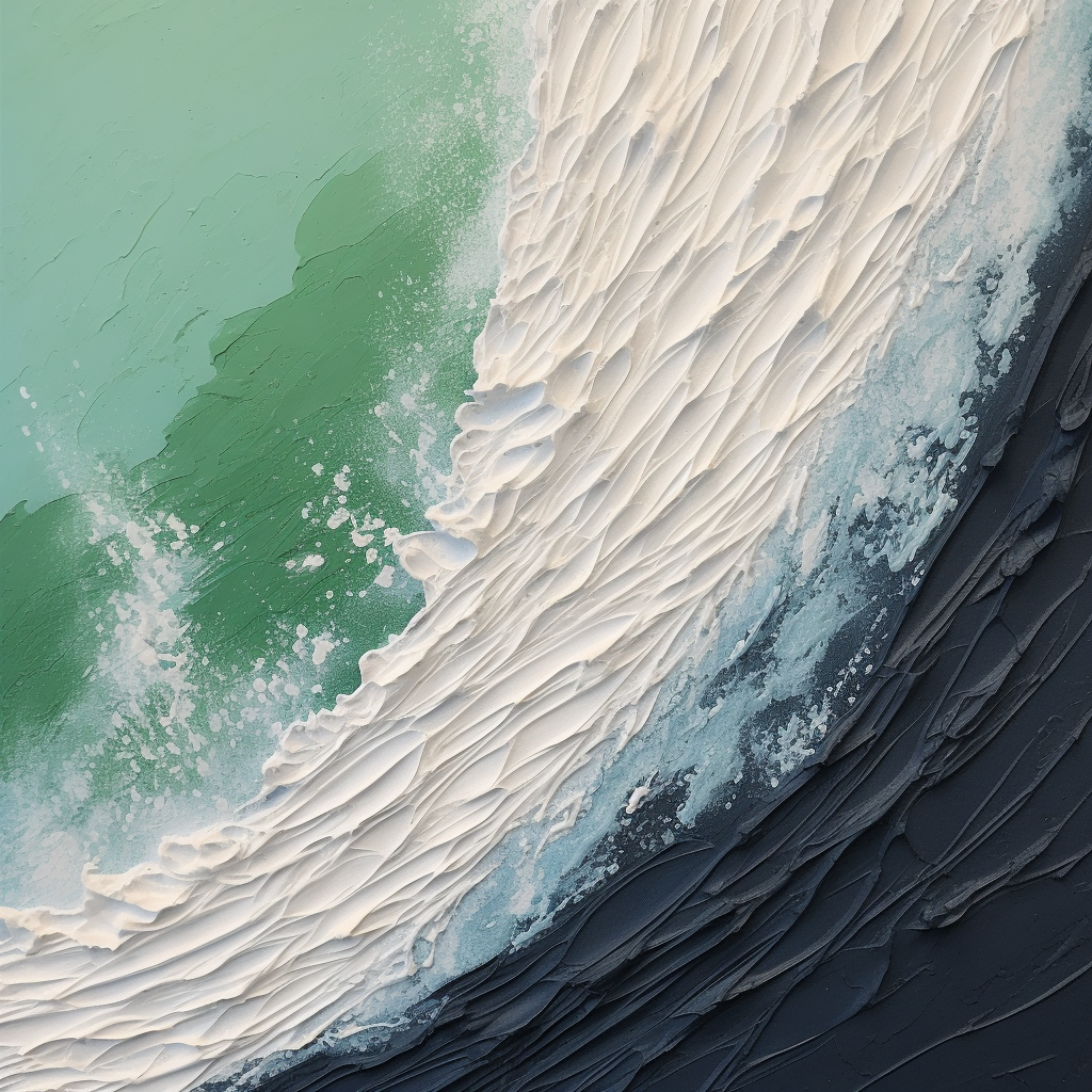 Abstract Ocean Wave Oil Painting with Textured Plaster Finish